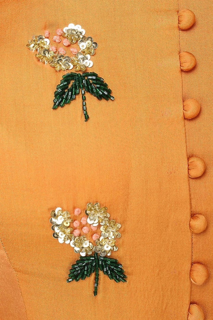 Mustard and beige embroidered Anarkali set available only at Pernia's Pop Up Shop.
