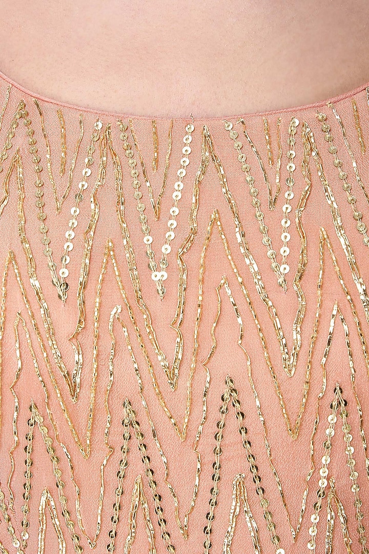 Light salmon pink embroidered anarkali set available only at Pernia's Pop Up Shop.