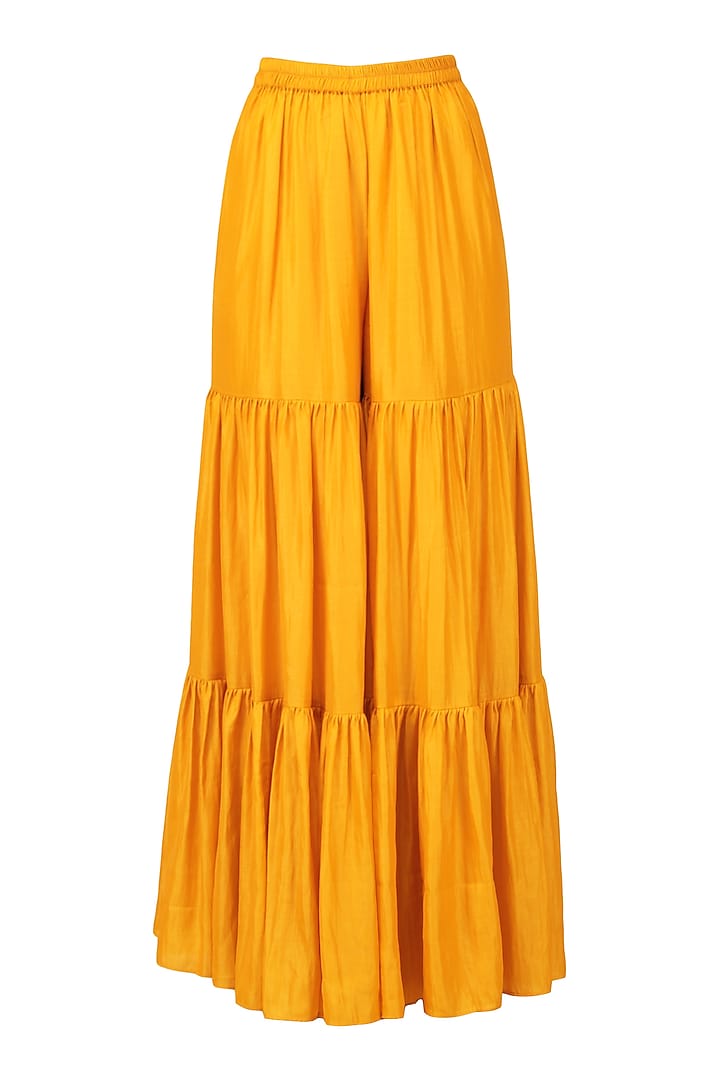 Off White and Mango yellow embroidered Sharara setavailable only at Pernia's Pop Up Shop.