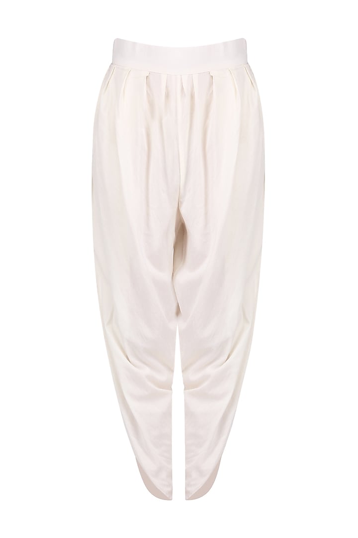 Blue embroidered high low top with off white dhoti pants available only at Pernia's Pop Up Shop.