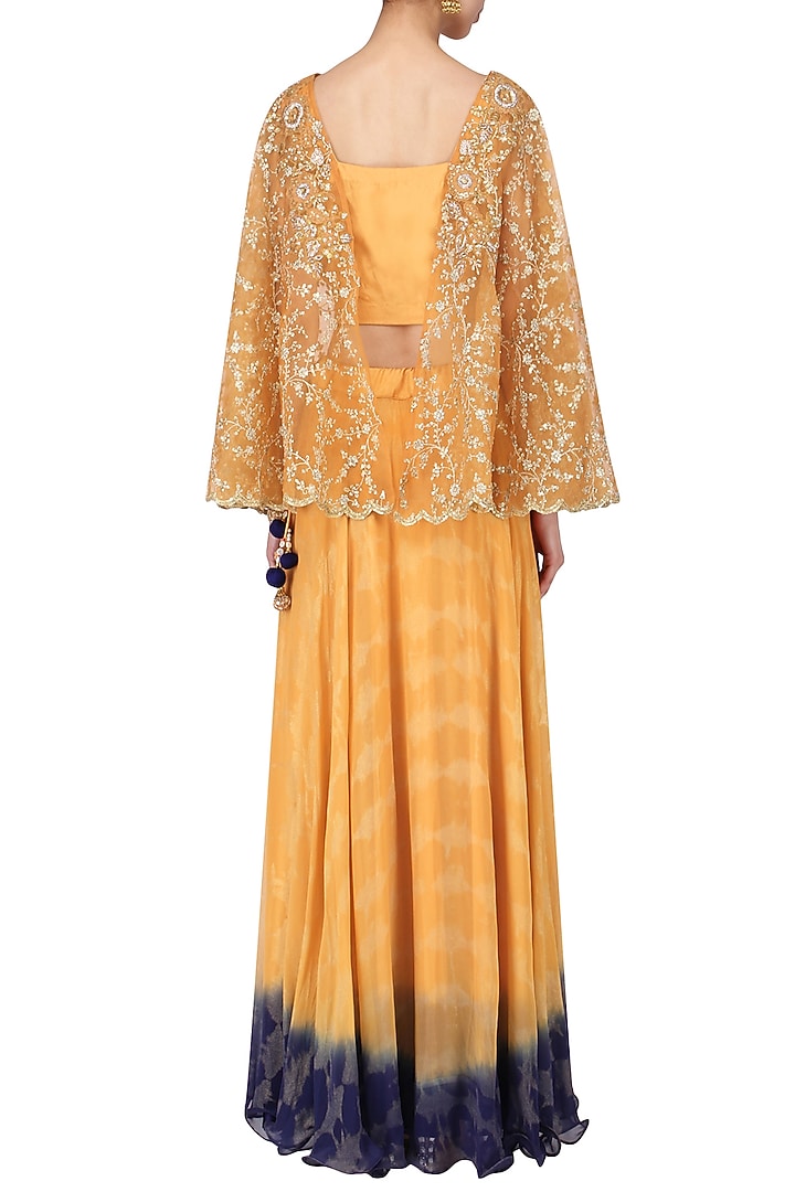 Orange and gold embroidered top with shaded skirt available only at Pernia's Pop Up Shop.