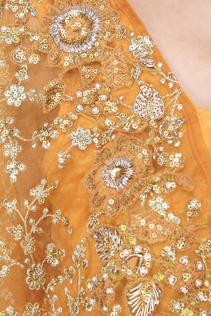 Orange and gold embroidered top with shaded skirt available only at Pernia's Pop Up Shop.