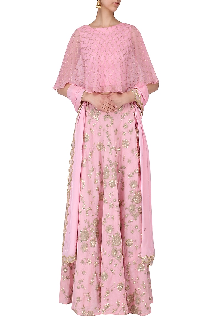 Pink floral embroidered top and skirt set available only at Pernia's Pop Up Shop.