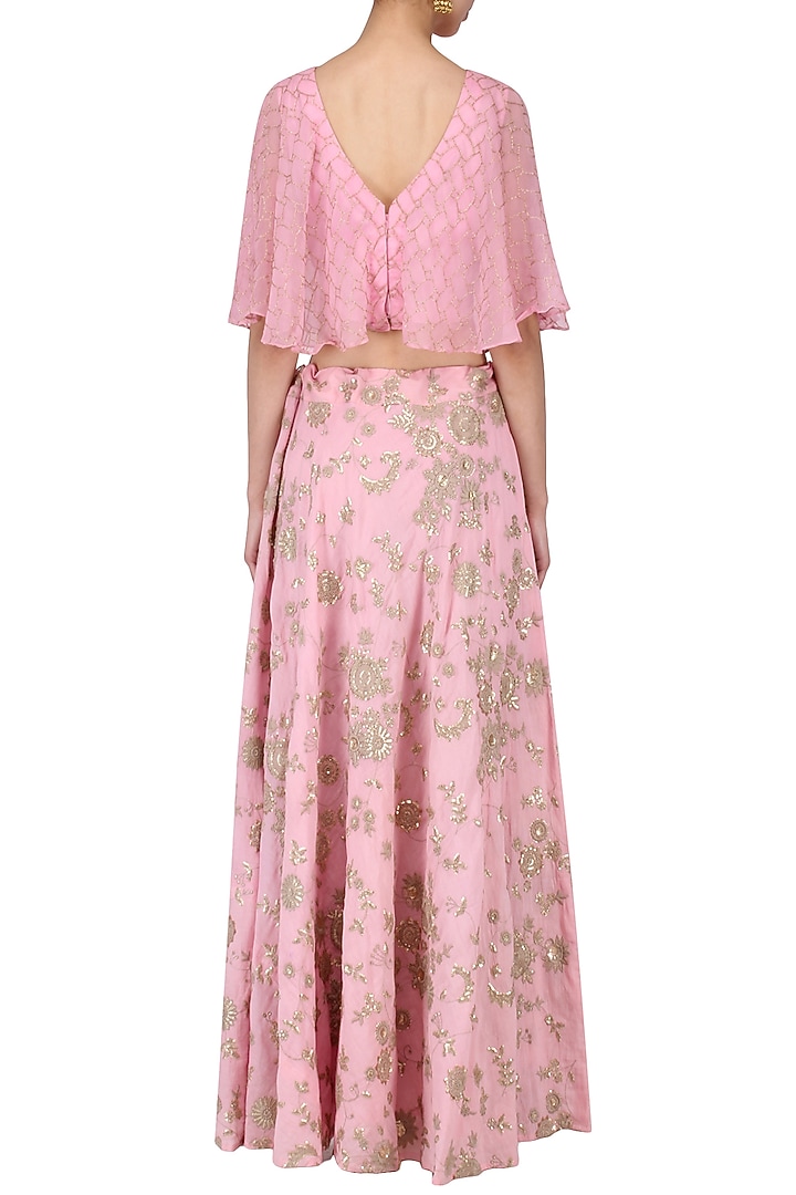 Pink floral embroidered top and skirt set available only at Pernia's Pop Up Shop.