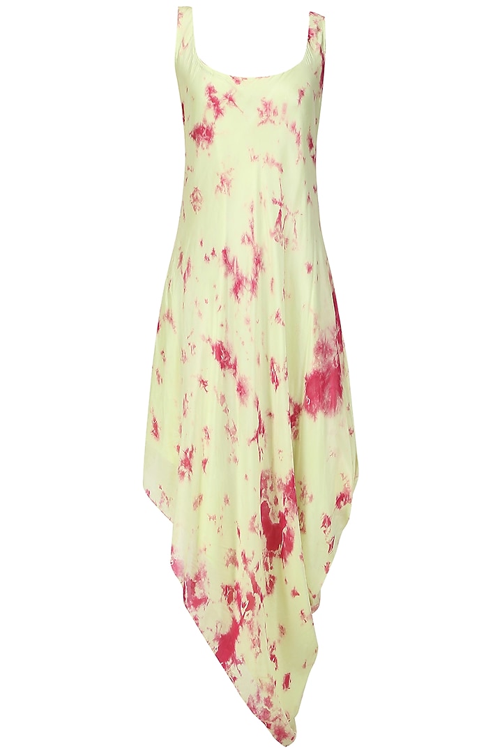 Mint green and magenta pink asymmetrical dress with embroidered jacket available only at Pernia's Pop Up Shop.