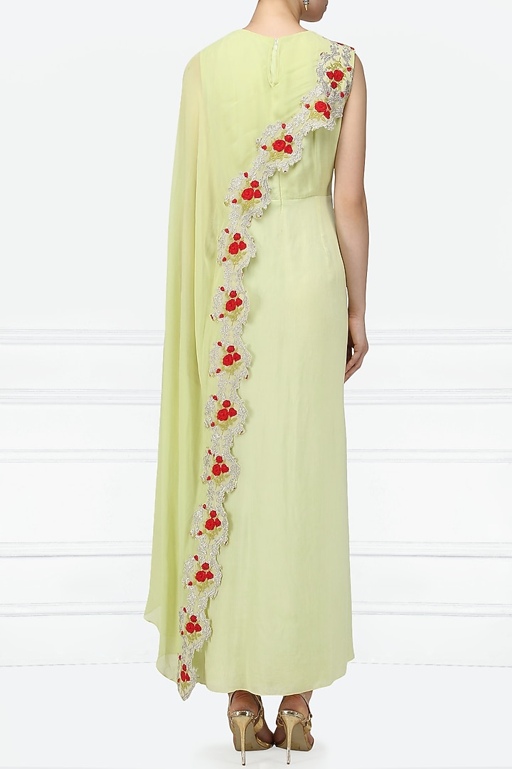 Mint green anarkali gown with embroidered drape dupatta available only at Pernia's Pop Up Shop.