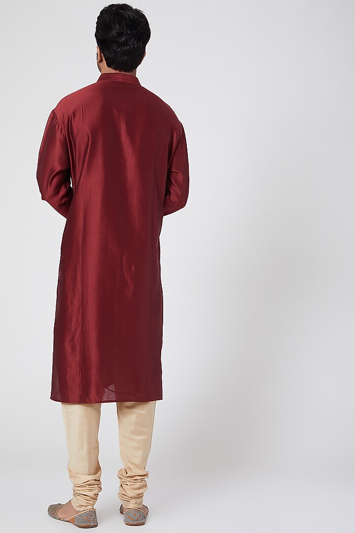 Burgundy & Beige Kurta Set by Ekam by Manish Gupta at Pernia's Pop Up Shop