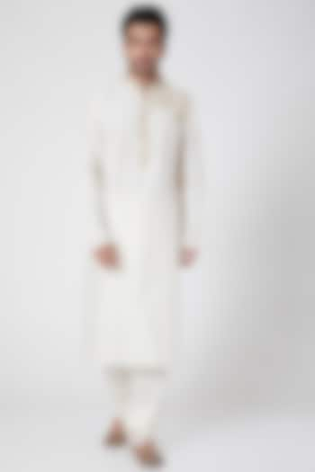 Cream Embroidered Kurta Set by Ekam by Manish Gupta