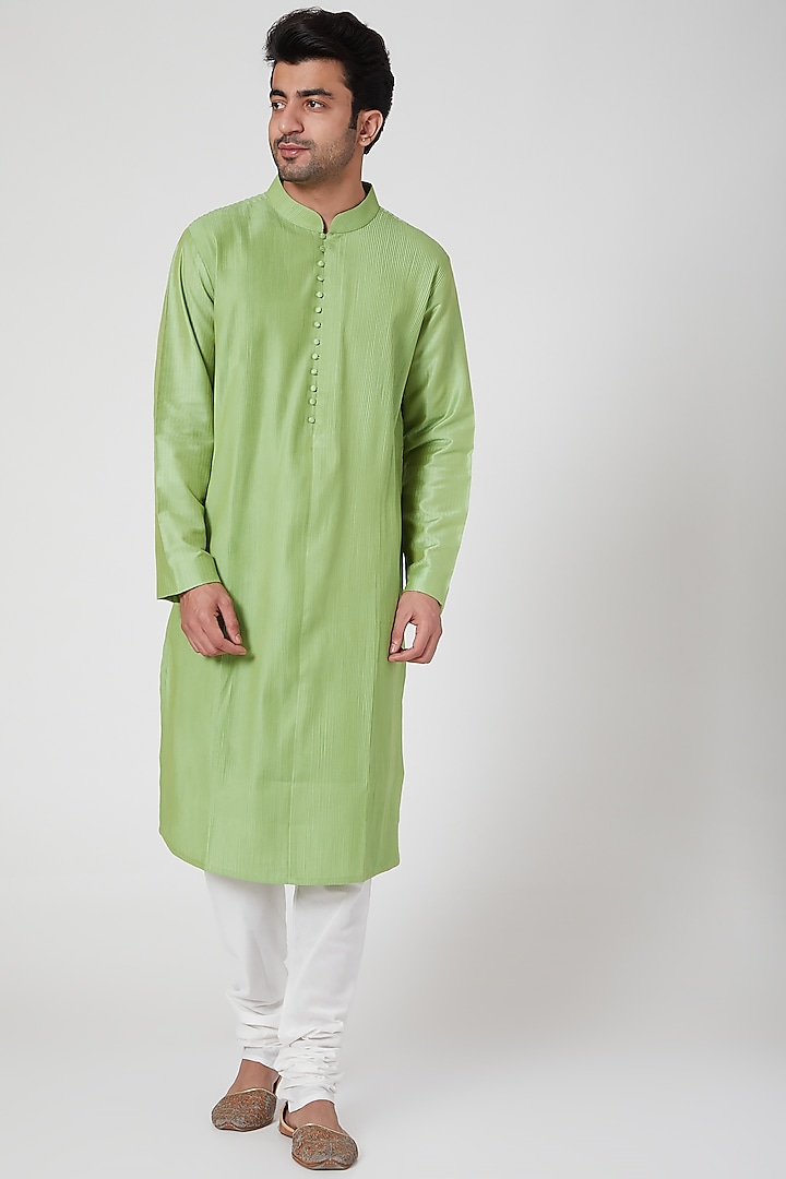 Lime Green Kurta Set by Ekam by Manish Gupta