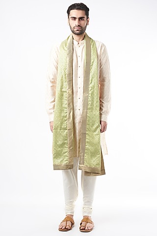 Mint Green Banarasi Brocade Stole by Ekam by Manish Gupta