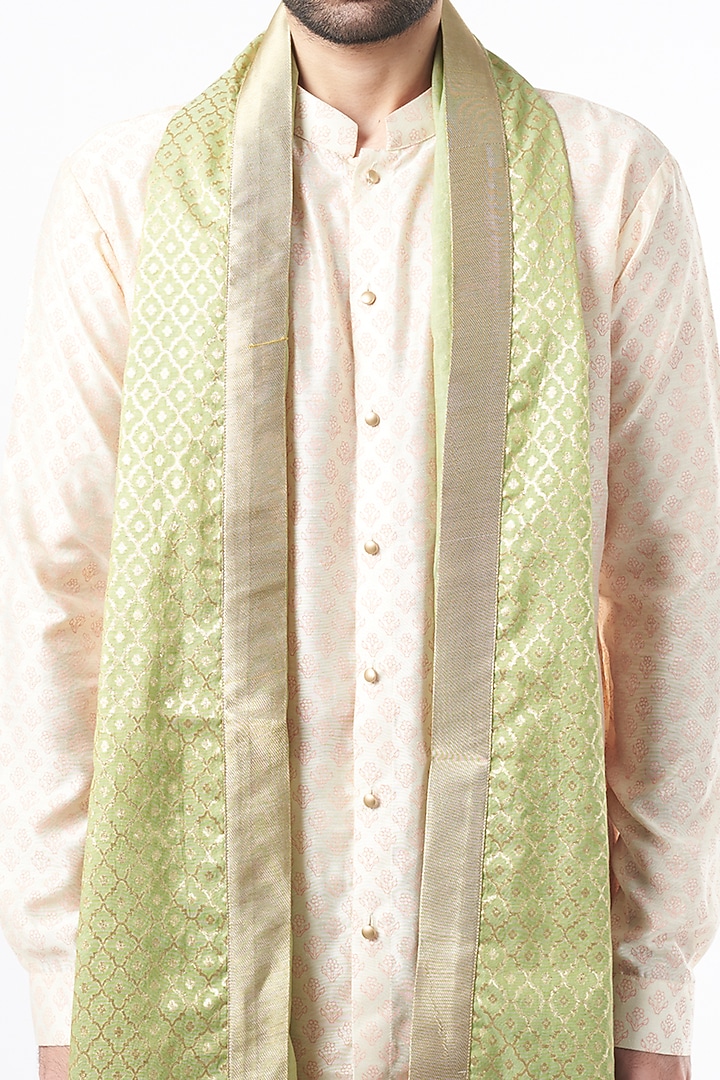 Mint Green Banarasi Brocade Stole by Ekam by Manish Gupta at Pernia's Pop Up Shop
