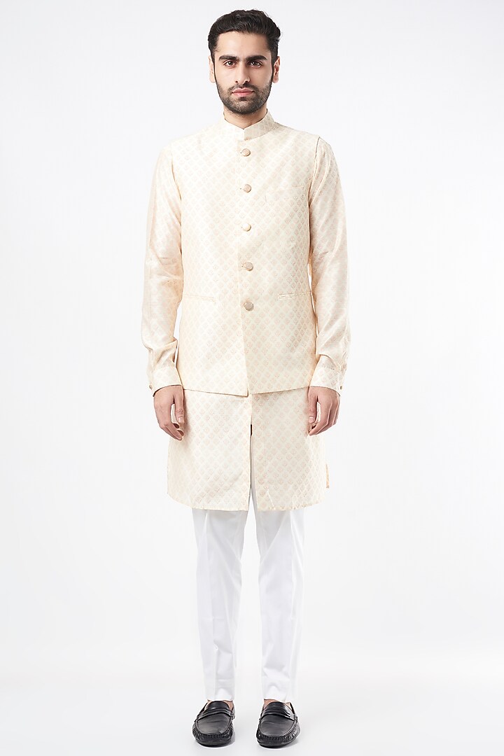 Ivory Kurta Set With Bundi Jacket by Ekam by Manish Gupta