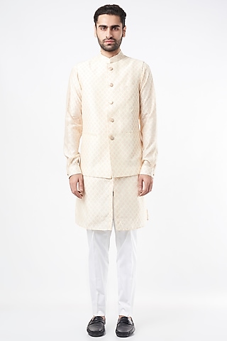 Ivory Kurta Set With Bundi Jacket by Ekam by Manish Gupta