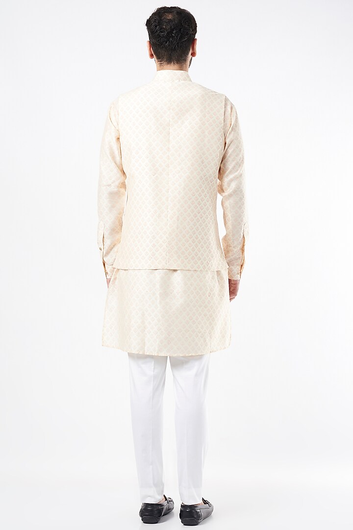 Ivory Kurta Set With Bundi Jacket by Ekam by Manish Gupta at Pernia's Pop Up Shop