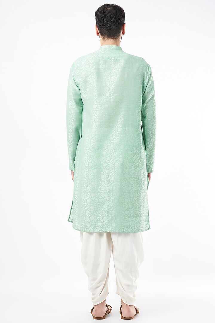 Aqua Semi Silk Kurta Set by Ekam by Manish Gupta at Pernia's Pop Up Shop