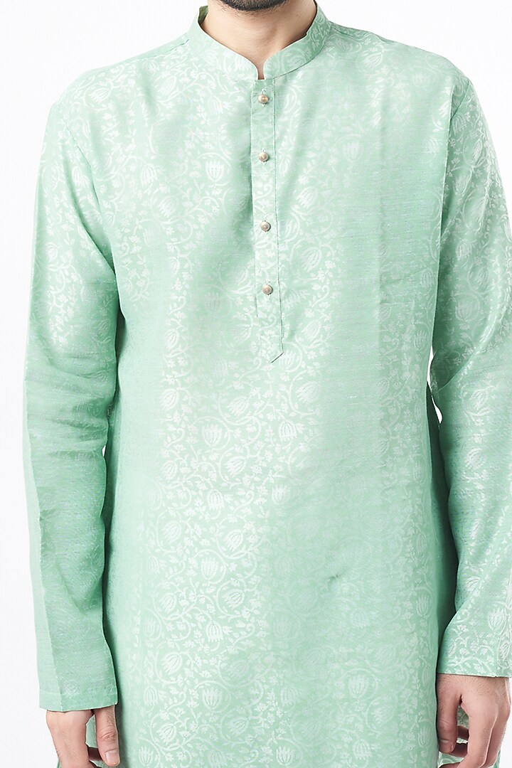 Aqua Semi Silk Kurta Set by Ekam by Manish Gupta at Pernia's Pop Up Shop