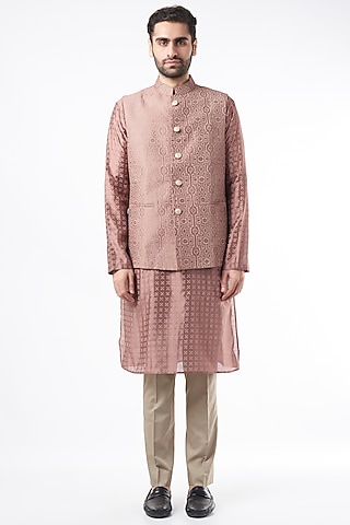 Onion Kurta Set With Bundi Jacket by Ekam by Manish Gupta