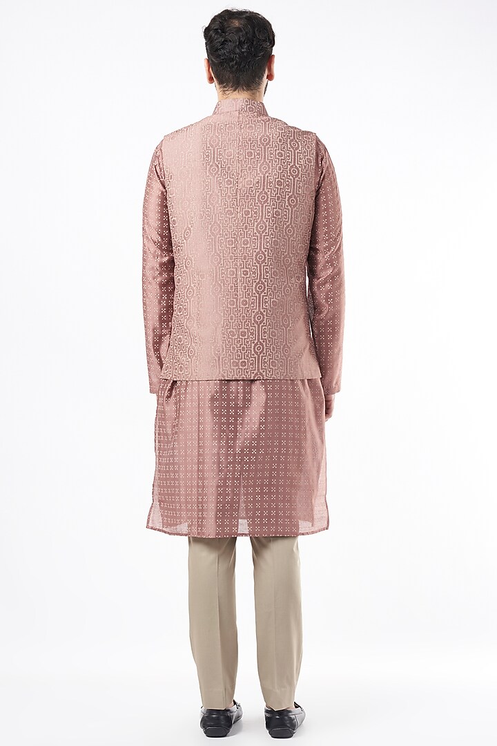 Onion Kurta Set With Bundi Jacket by Ekam by Manish Gupta at Pernia's Pop Up Shop