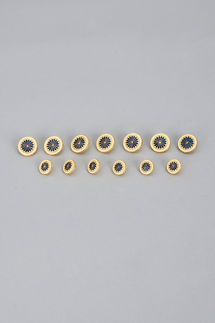 Cream Brass & Copper Handcrafted Buttons (Set of 13) by Ekam by Manish Gupta at Pernia's Pop Up Shop