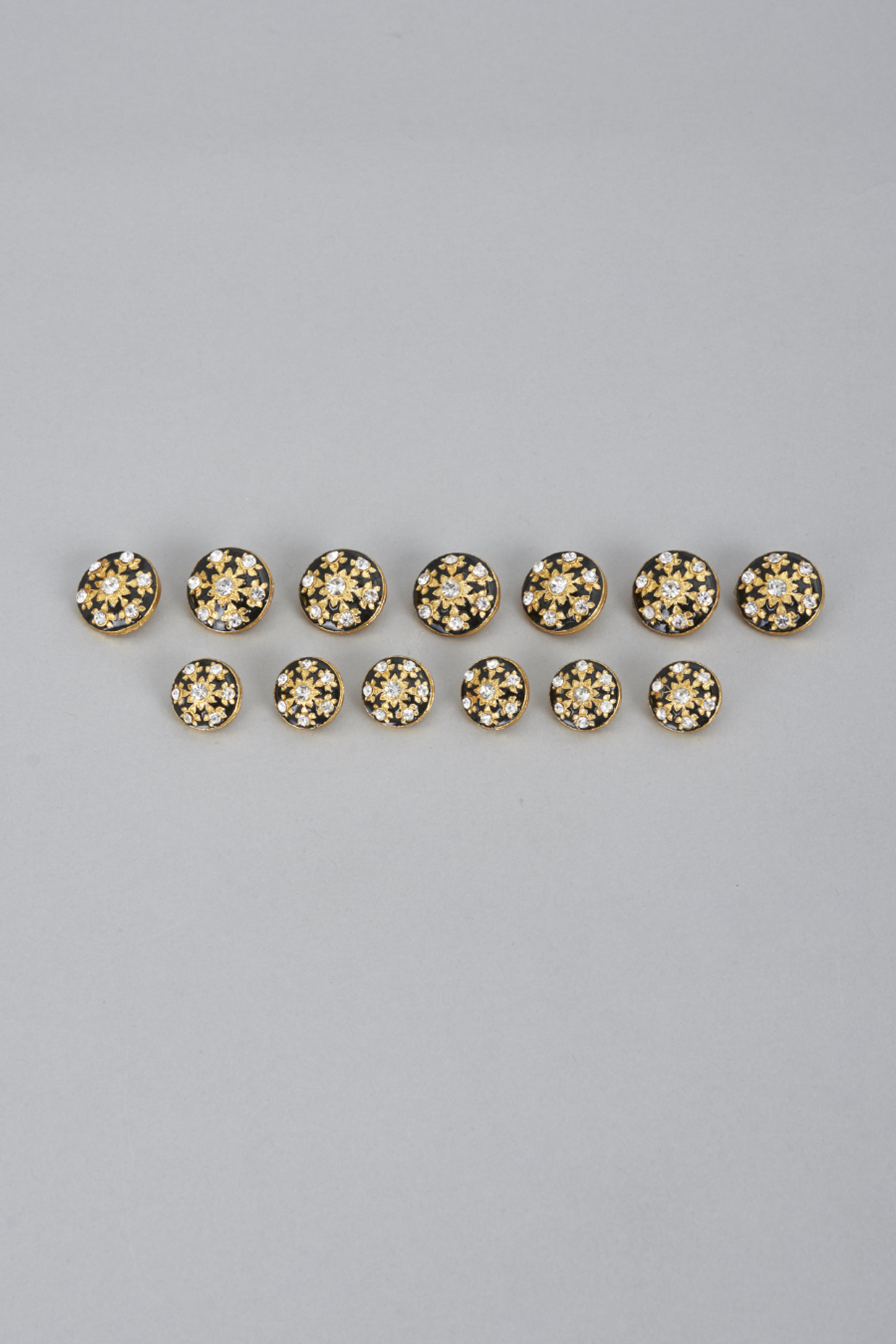 Black Brass & Copper Handcrafted Buttons (Set of 13) by Ekam by Manish Gupta at Pernia's Pop Up Shop