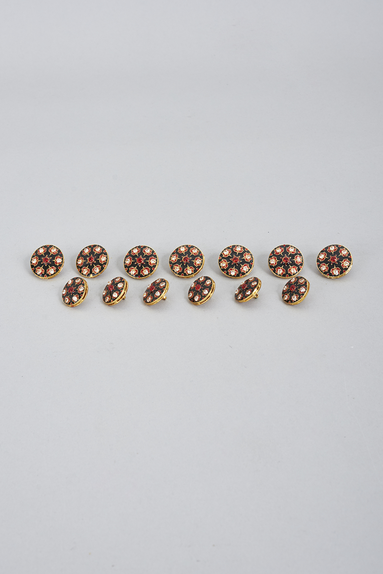 Black Copper Handcrafted Buttons (Set of 13) by Ekam by Manish Gupta at Pernia's Pop Up Shop