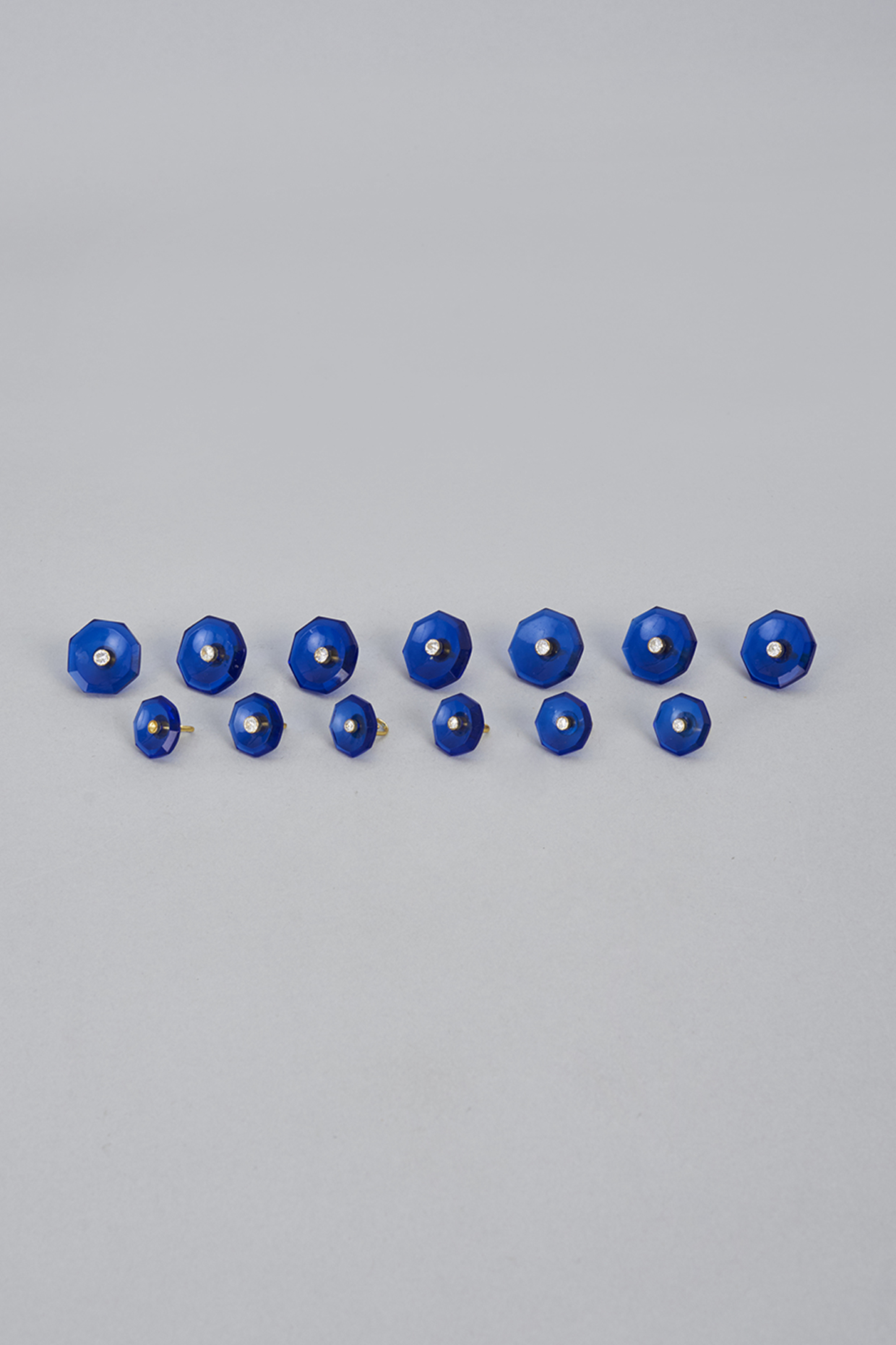 Blue Brass Jerkin & Onyx Buttons (Set of 13) by Ekam by Manish Gupta at Pernia's Pop Up Shop