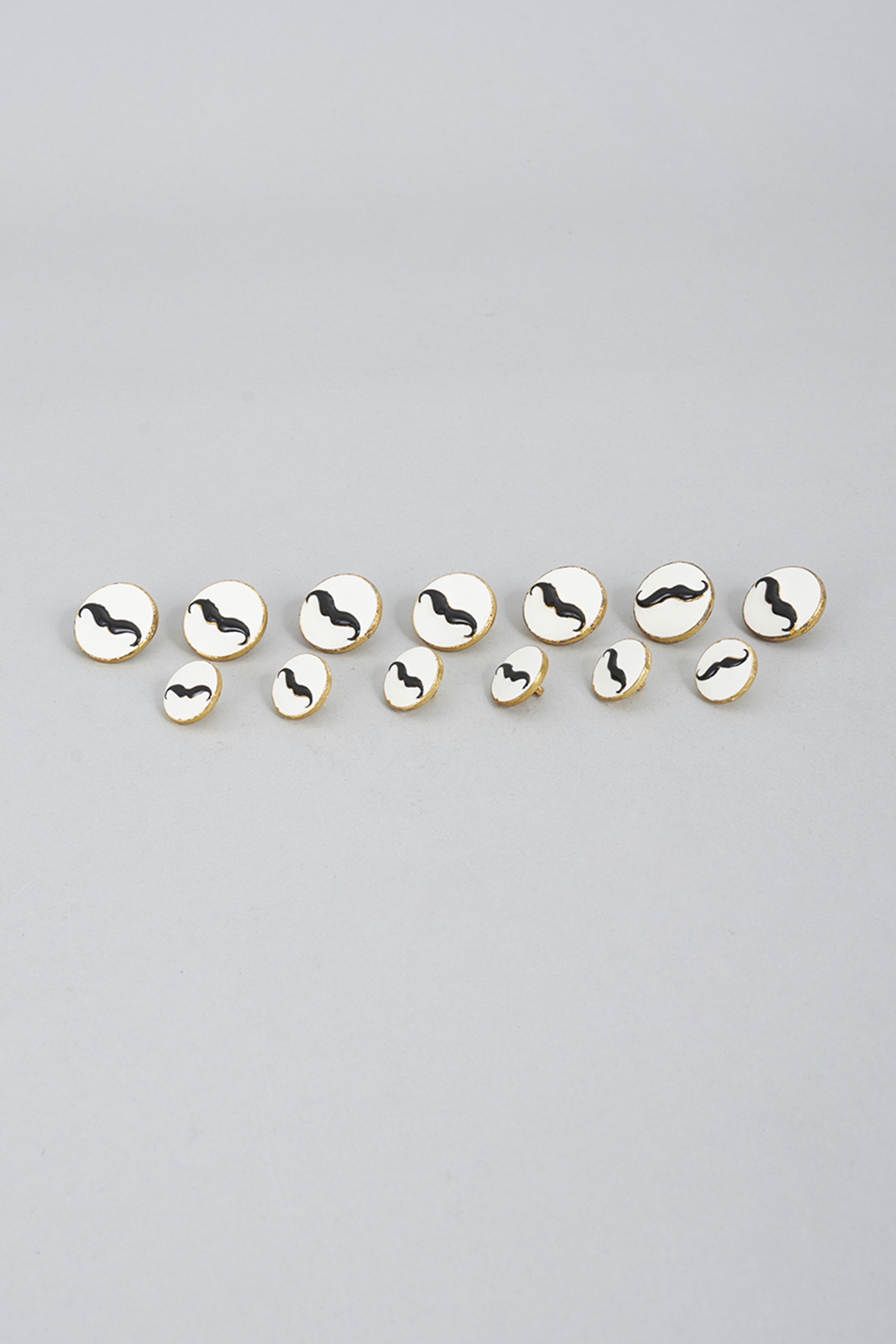 White Brass Meenakari Buttons (Set of 13) by Ekam by Manish Gupta at Pernia's Pop Up Shop