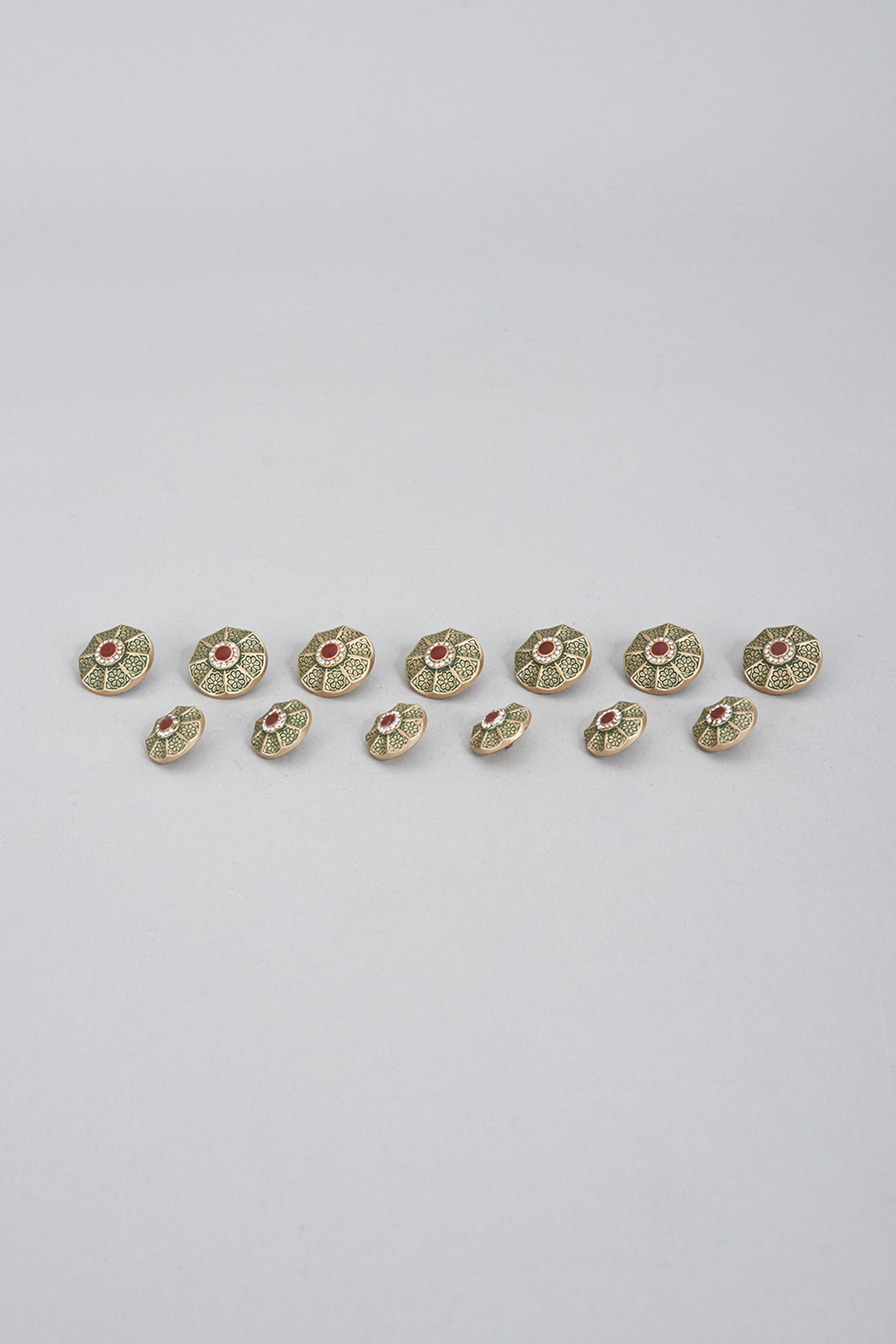 Bronze Brass Meenakari Buttons (Set of 13) by Ekam by Manish Gupta at Pernia's Pop Up Shop