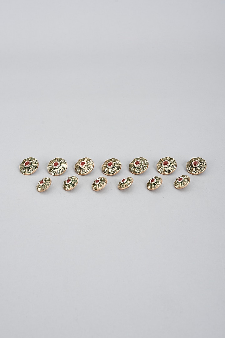 Bronze Brass Meenakari Buttons (Set of 13) by Ekam by Manish Gupta at Pernia's Pop Up Shop