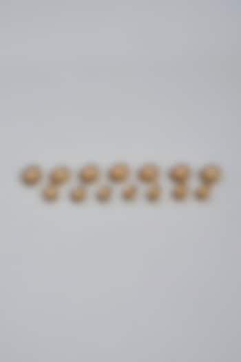 Dull Gold Brass Meenakari Buttons (Set of 13) by Ekam by Manish Gupta at Pernia's Pop Up Shop