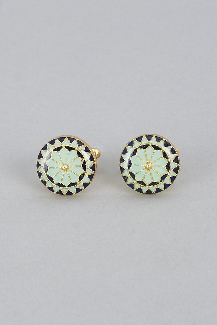 Black & Mint Cufflinks (Set of 2) by Ekam by Manish Gupta at Pernia's Pop Up Shop