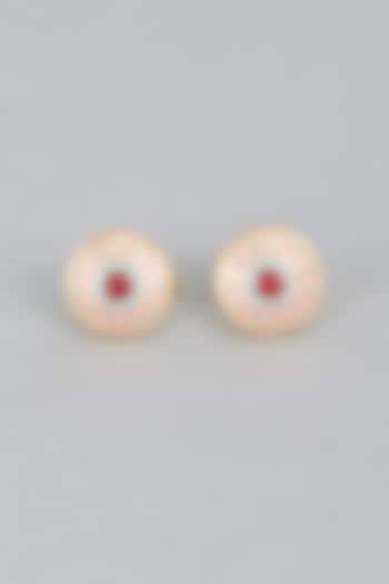 Pink & Blue Brass Cufflinks (Set of 2) by Ekam by Manish Gupta at Pernia's Pop Up Shop