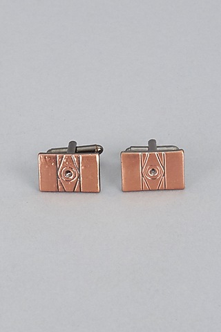 Brown Brass Cufflinks (Set of 2) by Ekam by Manish Gupta