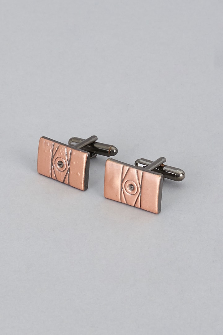 Brown Brass Cufflinks (Set of 2) by Ekam by Manish Gupta at Pernia's Pop Up Shop