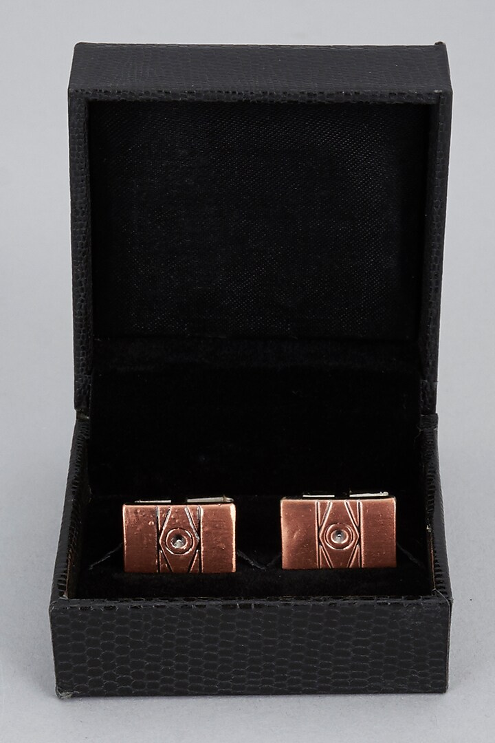 Brown Brass Cufflinks (Set of 2) by Ekam by Manish Gupta at Pernia's Pop Up Shop