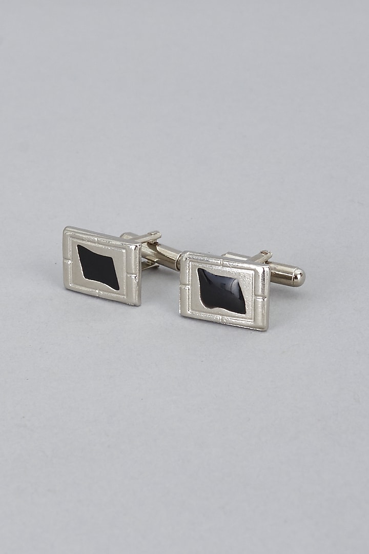 Black Cufflinks In Brass (Set of 2) by Ekam by Manish Gupta at Pernia's Pop Up Shop