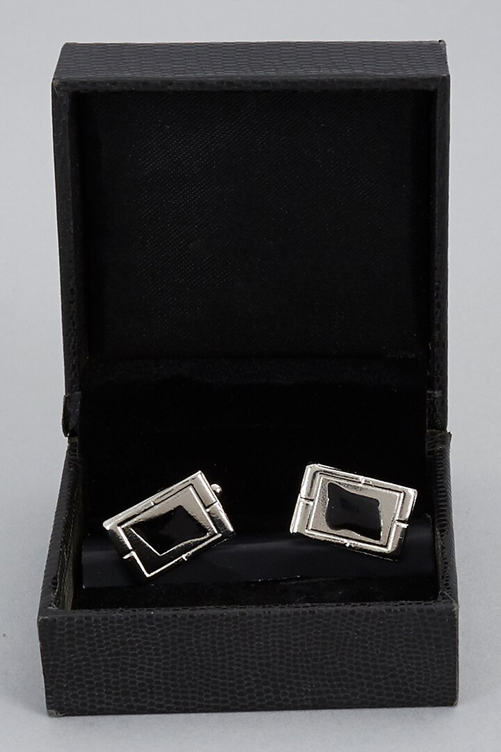 Black Cufflinks In Brass (Set of 2) by Ekam by Manish Gupta at Pernia's Pop Up Shop