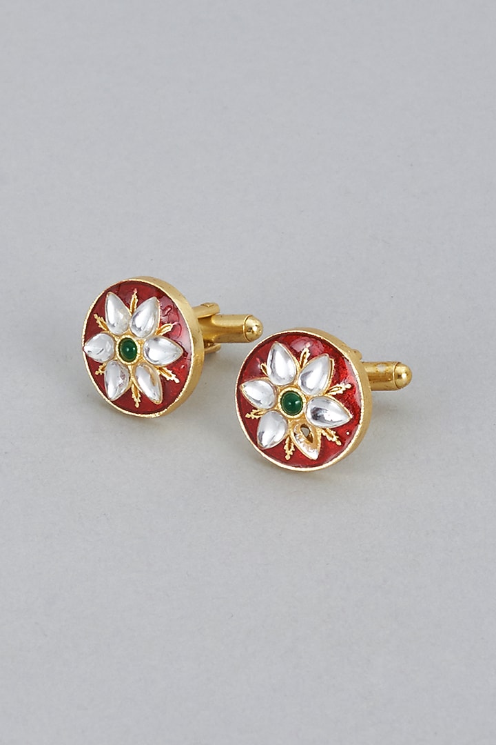 Red Brass Cufflinks (Set of 2) by Ekam by Manish Gupta at Pernia's Pop Up Shop