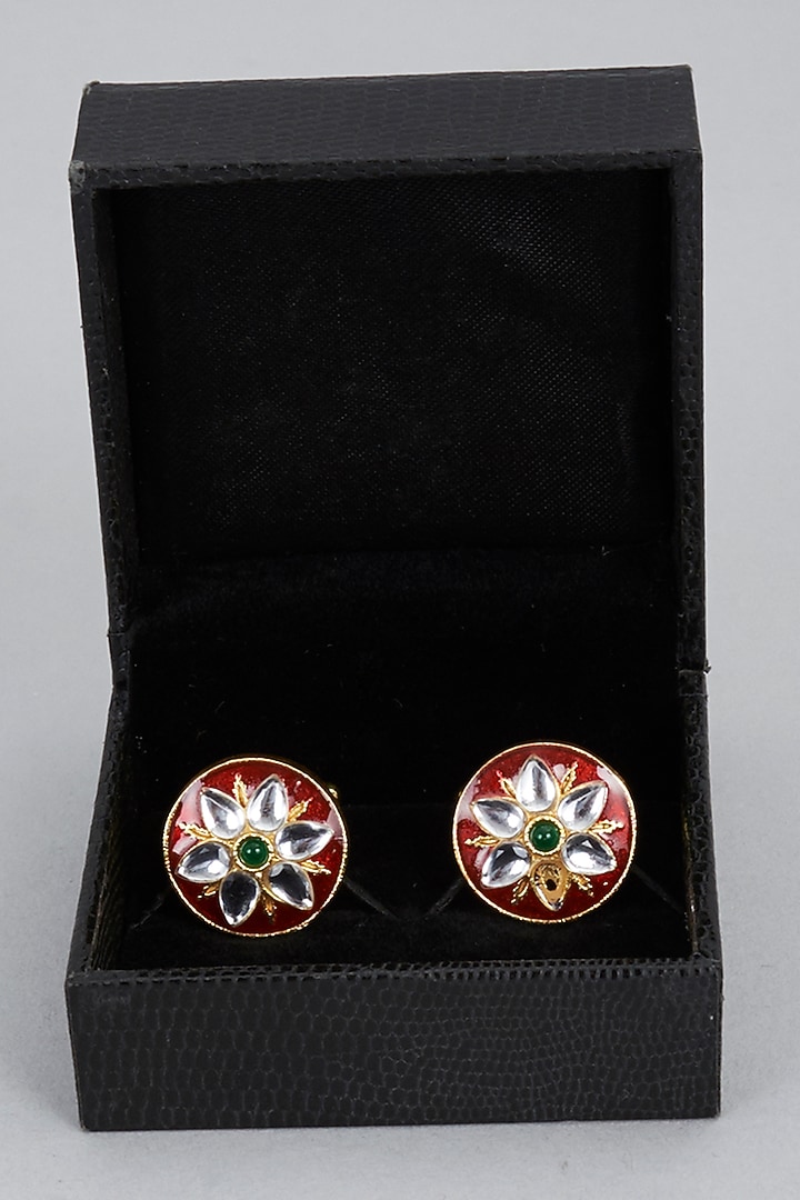 Red Brass Cufflinks (Set of 2) by Ekam by Manish Gupta at Pernia's Pop Up Shop