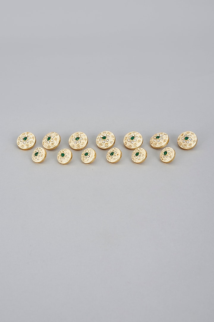 White Brass Meenakari Buttons (Set of 13) by Ekam by Manish Gupta at Pernia's Pop Up Shop