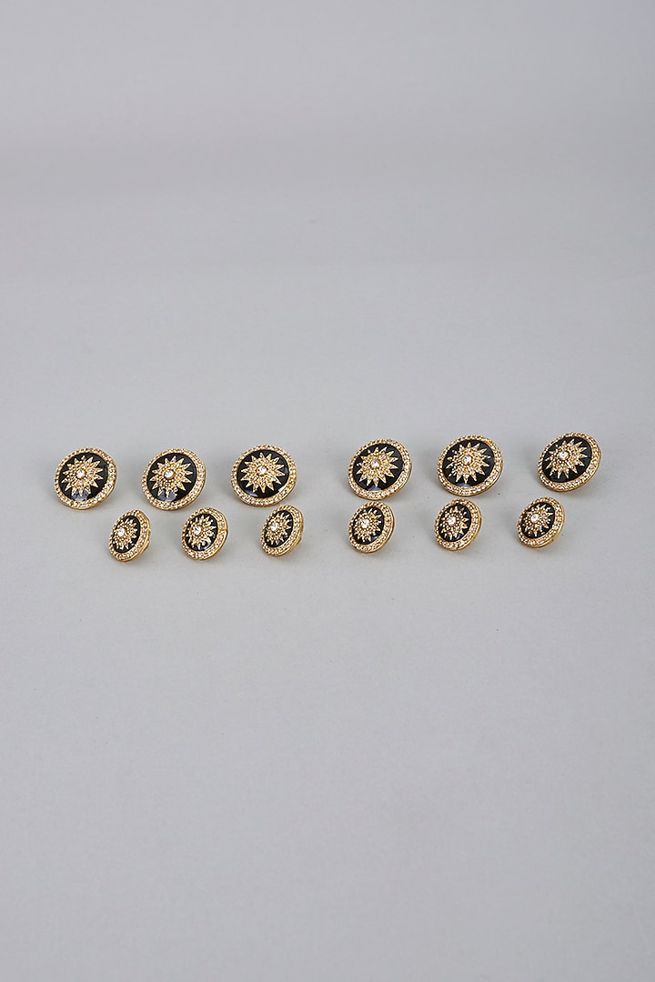 Black Meenakari Buttons (Set of 13) by Ekam by Manish Gupta at Pernia's Pop Up Shop