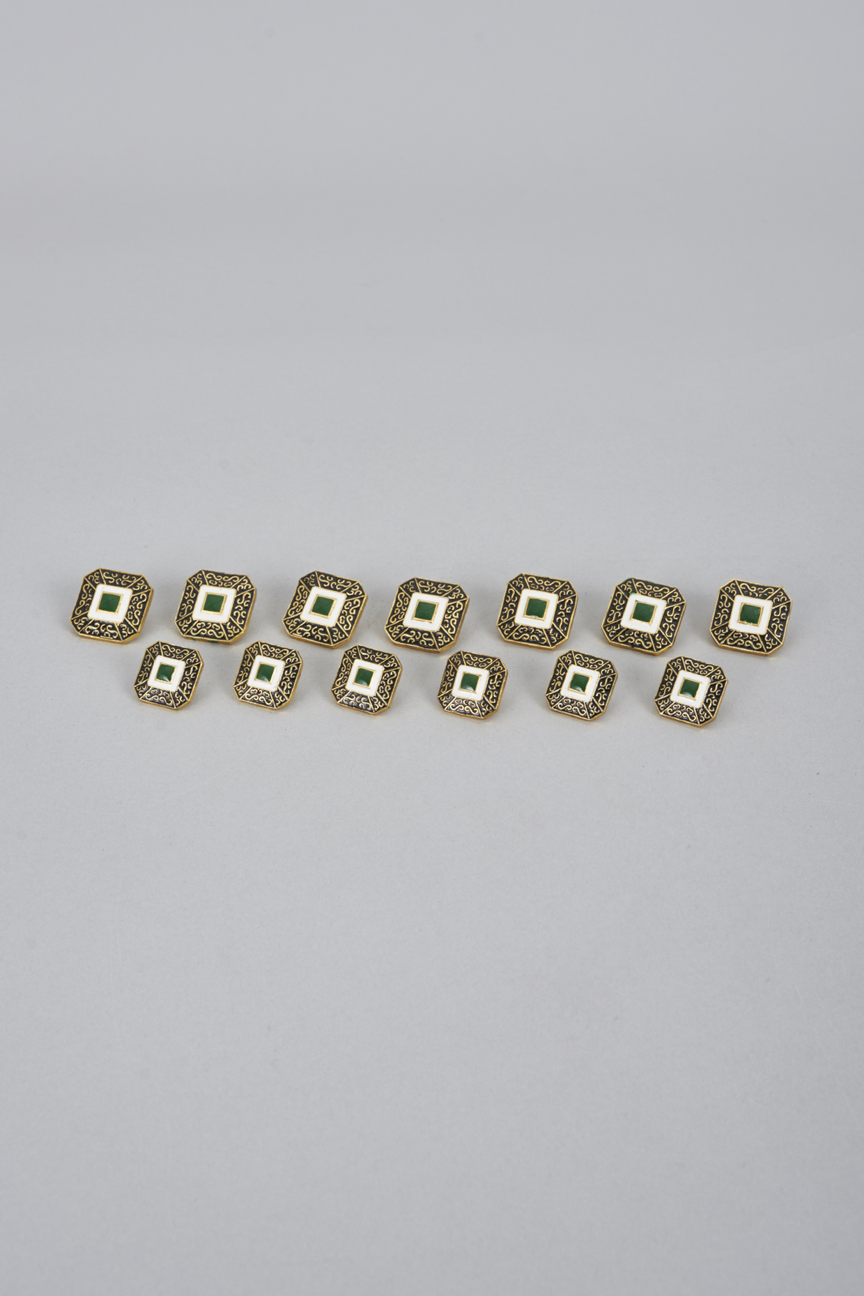 Black & White Meenakari Buttons (Set of 13) by Ekam by Manish Gupta at Pernia's Pop Up Shop
