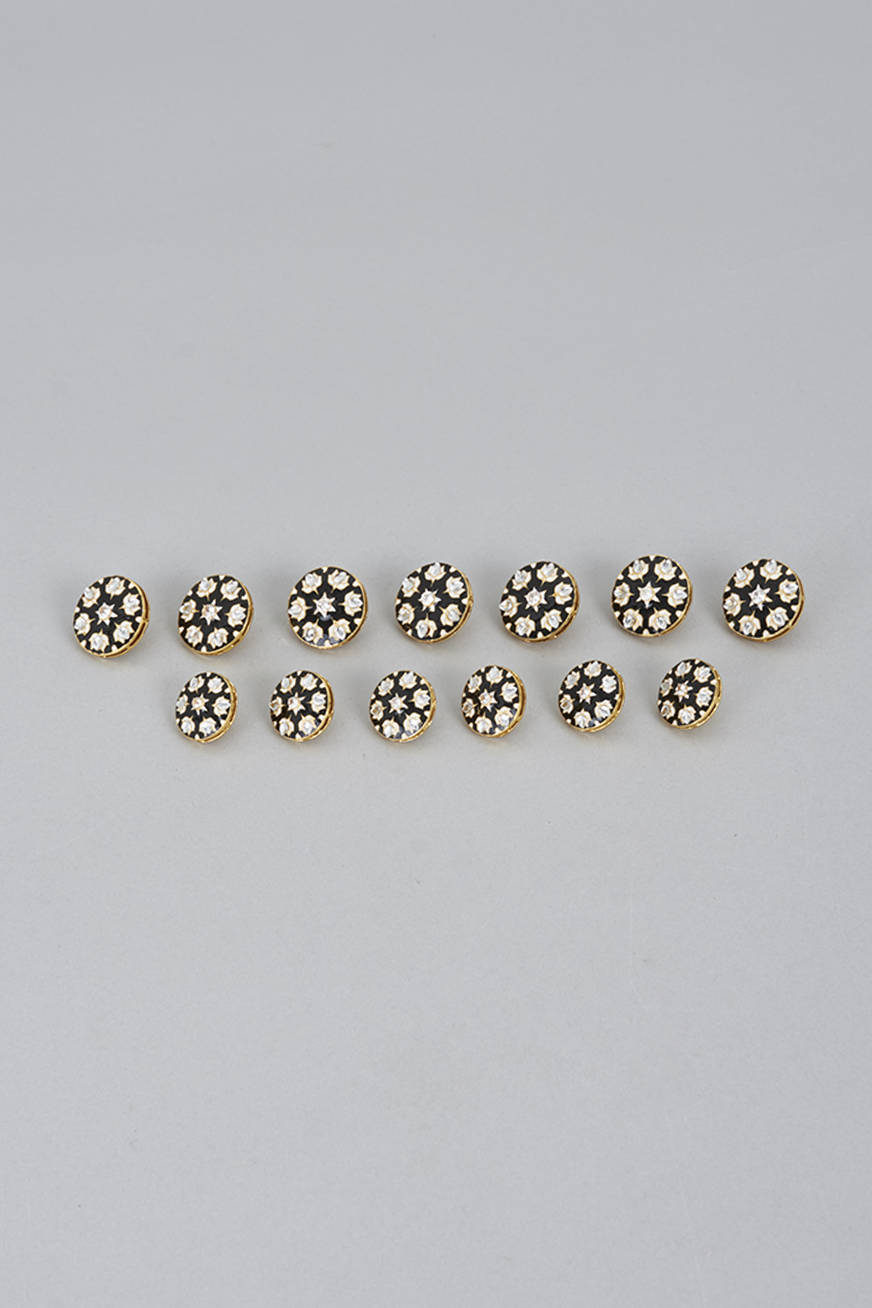Black & White Meenakari Buttons (Set of 13) by Ekam by Manish Gupta at Pernia's Pop Up Shop