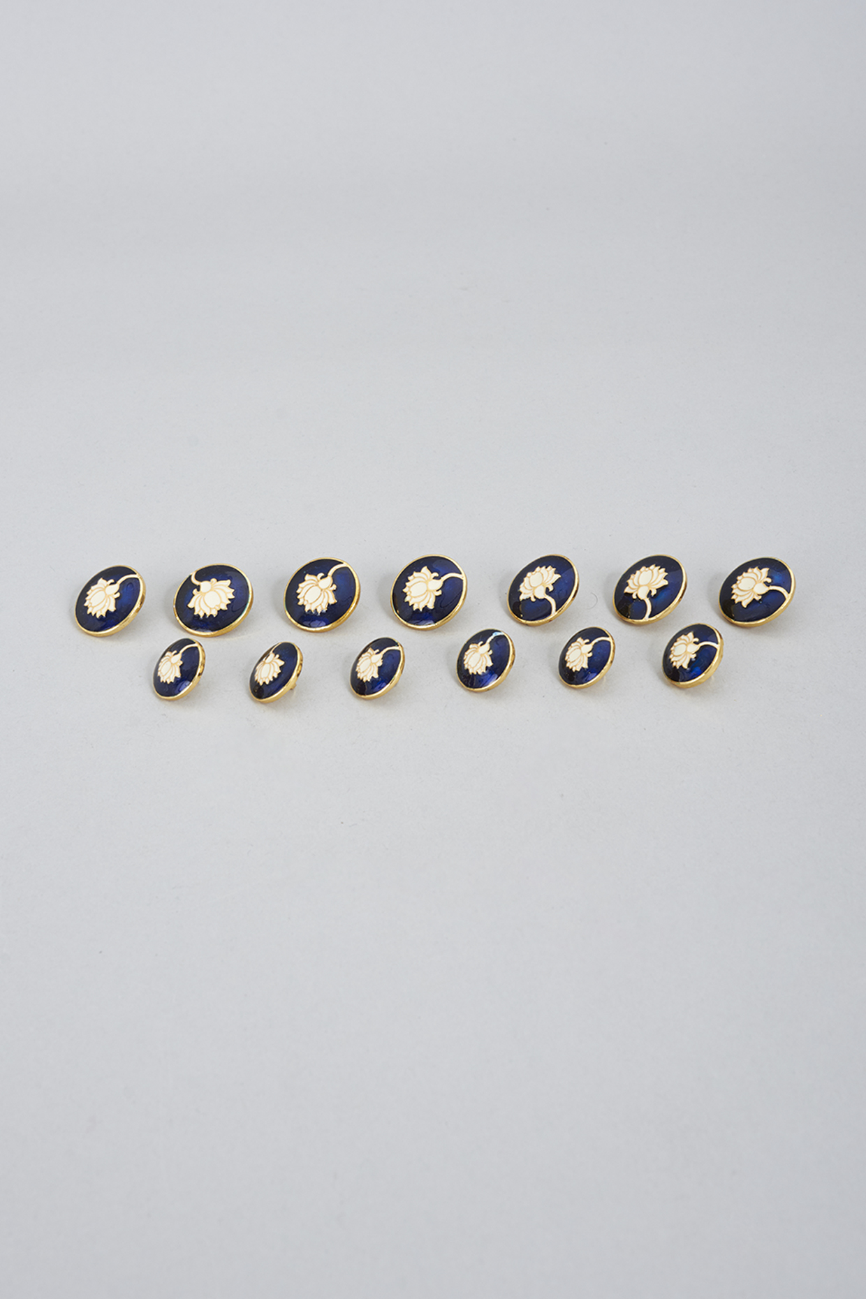 Blue Meenakari Buttons (Set of 13) by Ekam by Manish Gupta at Pernia's Pop Up Shop