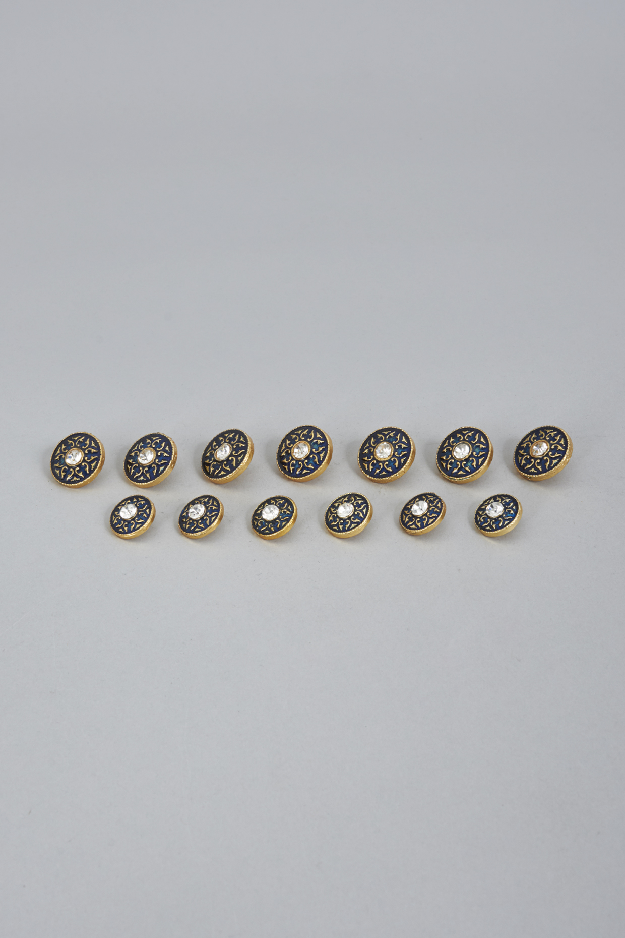 Blue Meenakari Buttons (Set of 13) by Ekam by Manish Gupta at Pernia's Pop Up Shop