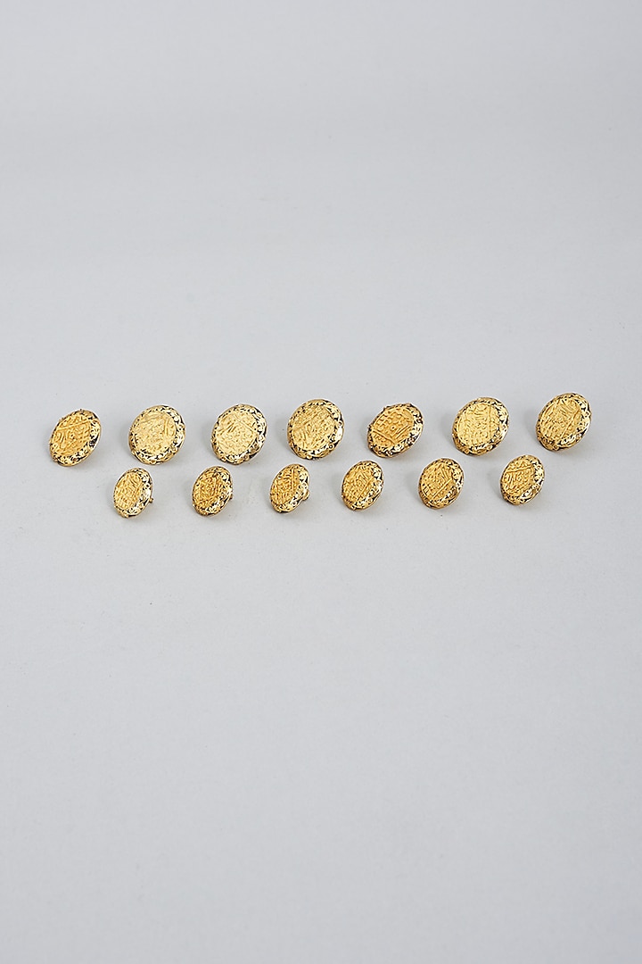 Gold Meenakari Buttons (Set of 13) by Ekam by Manish Gupta at Pernia's Pop Up Shop