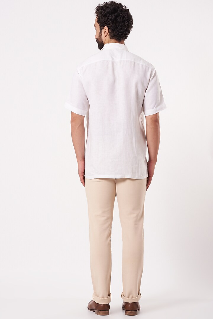 White Embroidered Party Wear Shirt by Ekam by Manish Gupta at Pernia's Pop Up Shop