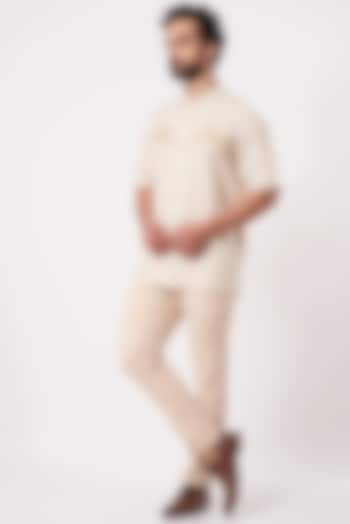 Beige Linen Shirt by Ekam by Manish Gupta