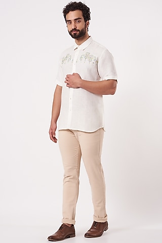White Cotton Shirt by Ekam by Manish Gupta