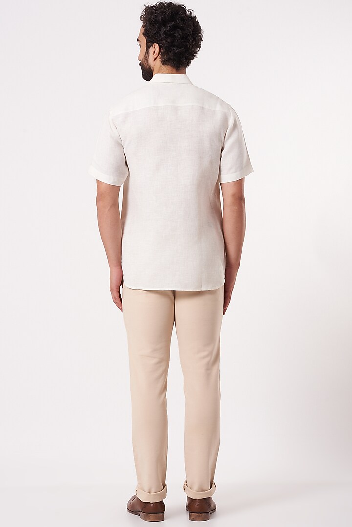 White Cotton Party Wear Shirt by Ekam by Manish Gupta at Pernia's Pop Up Shop